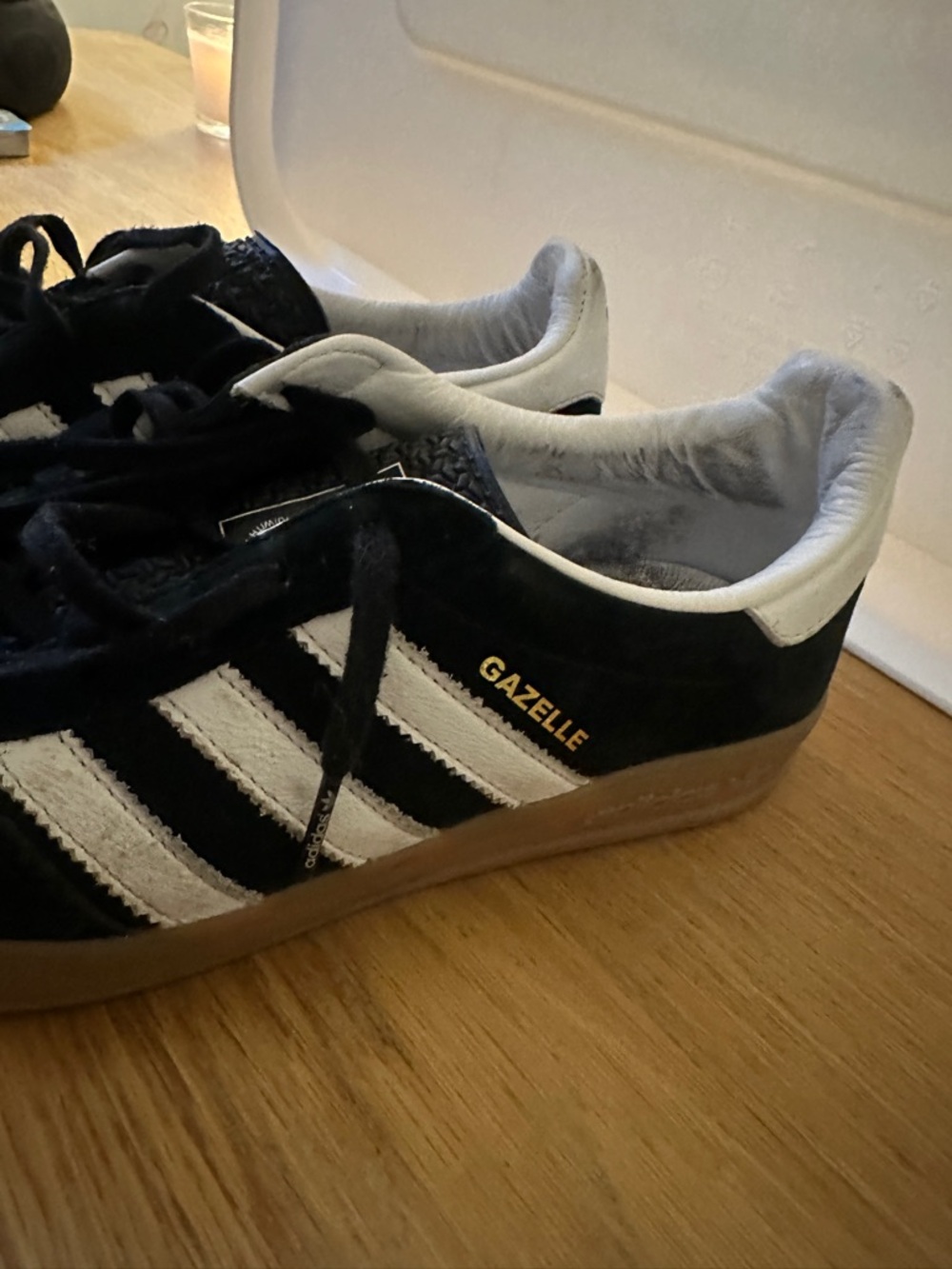 Gazelle Adidas Originals Black & White Sneakers Gum Sole Women 8 EU 40
